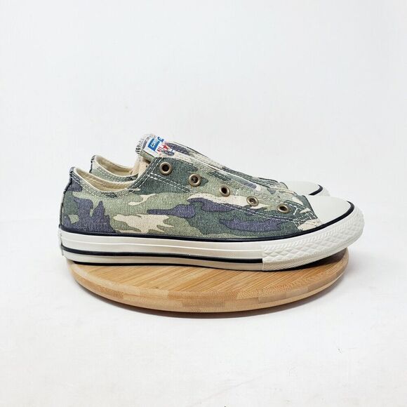 Converse All Star Kids 4‎ Shoes Camo Slip On Laceless Sneakers Junior Girls Boys - Picture 1 of 12